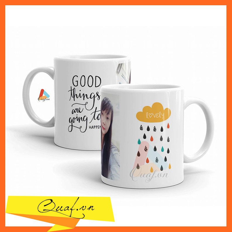 Cốc sứ trắng in hình