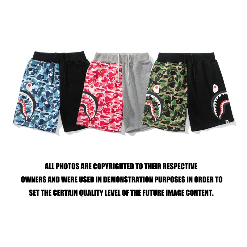 Bape Quần Short Nam Hai Mặt In Họa Tiết Đầu Cá Mập Phối Màu Xanh Dương / Hồng / Xanh Lá M ~ 3XL