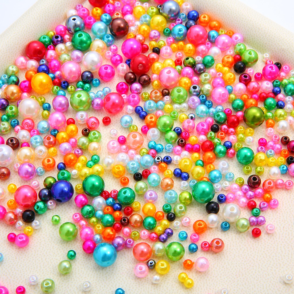Hạt ngọc trai ABS nhiều màu kích thước 4mm 6mm 8mm 10mm