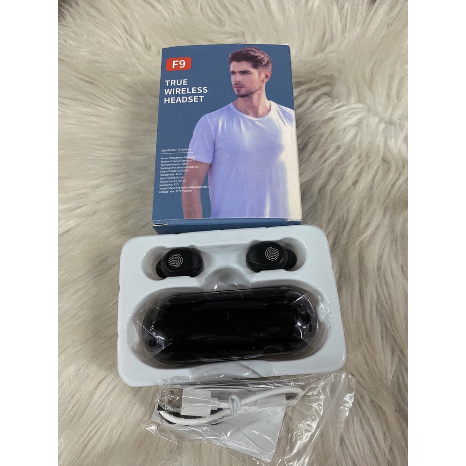 PVN46043 Tai Nghe F9 Pro Bluetooth 5.0 Không Dây Cảm Biến Vân Tay , Kiêm Sạc Dự Phòng Cao Cấp Giá Rẻ