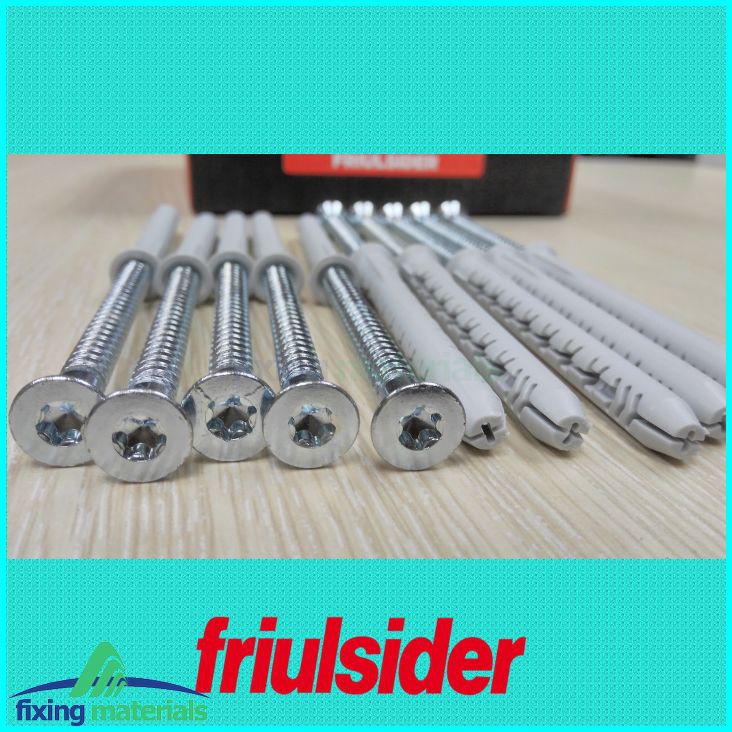 Túi 50 cái tắc kê nhựa cao cấp Friulsider X5- 8x80 (SX tại Ý, kèm theo vít thép bằng mạ kẽm)