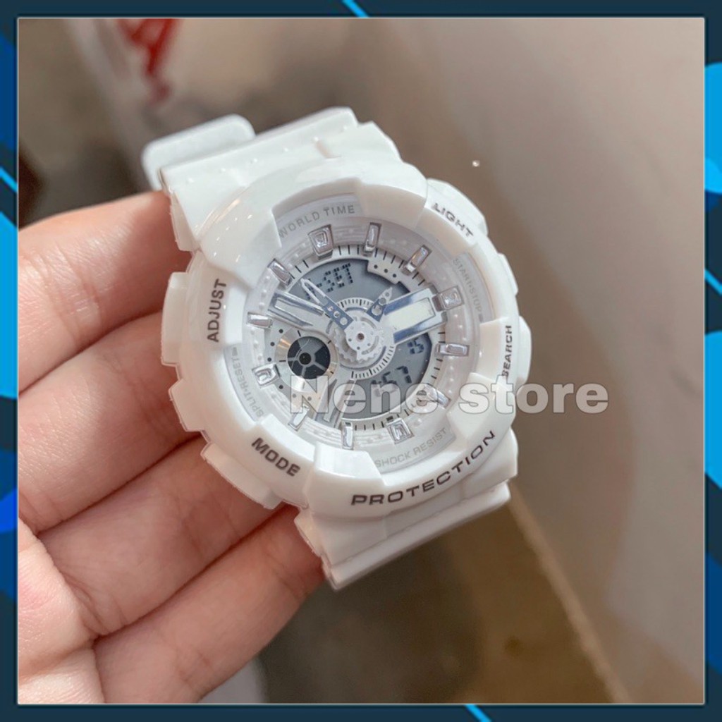 Đồng hồ thể thao nữ BA19 cá tính dây trắng mặt hai màu chuyên sỉ đồng hồ