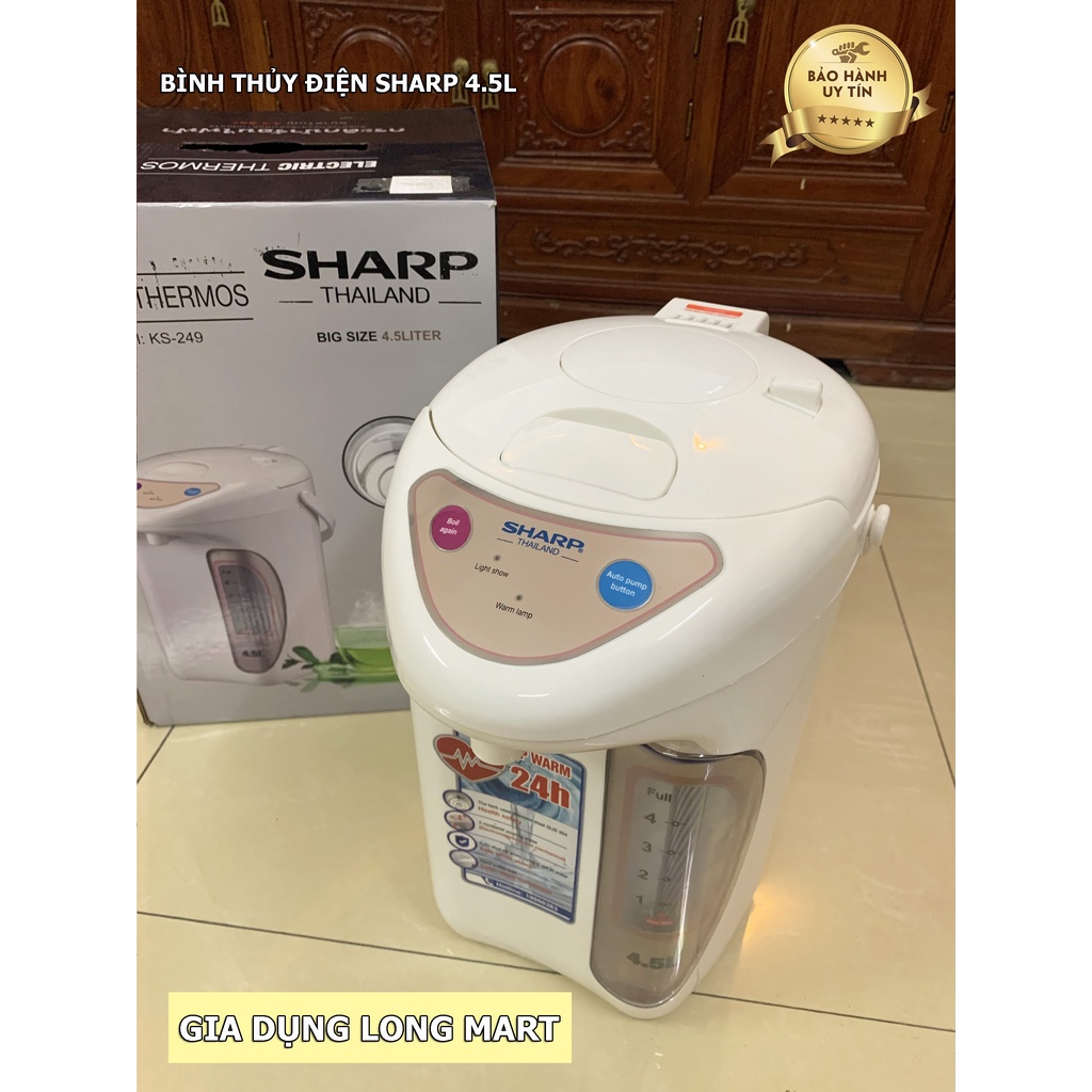 Bình Thủy Điện Máy Nước Nóng SHARP KS-249 Dung tích 4.5L Đun Sôi Nhanh Tiết Kiệm Điện Năng Hàng Chính Hãng BH 12 Tháng