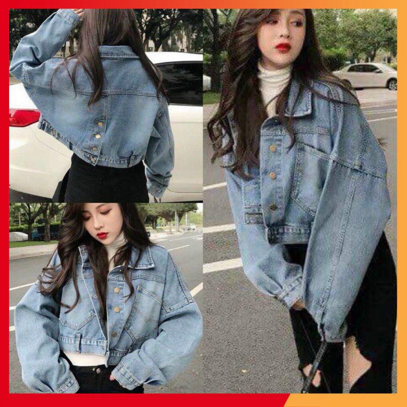 Áo Khoác Jean nữ 💖🅷Ì🅽🅷 🆃🅷Ậ🆃💖 croptop 5 cúc sau lưng , hàng loại một , chất jean dày dặn