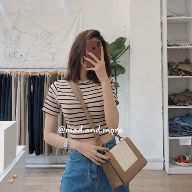 Áo thun gân croptop