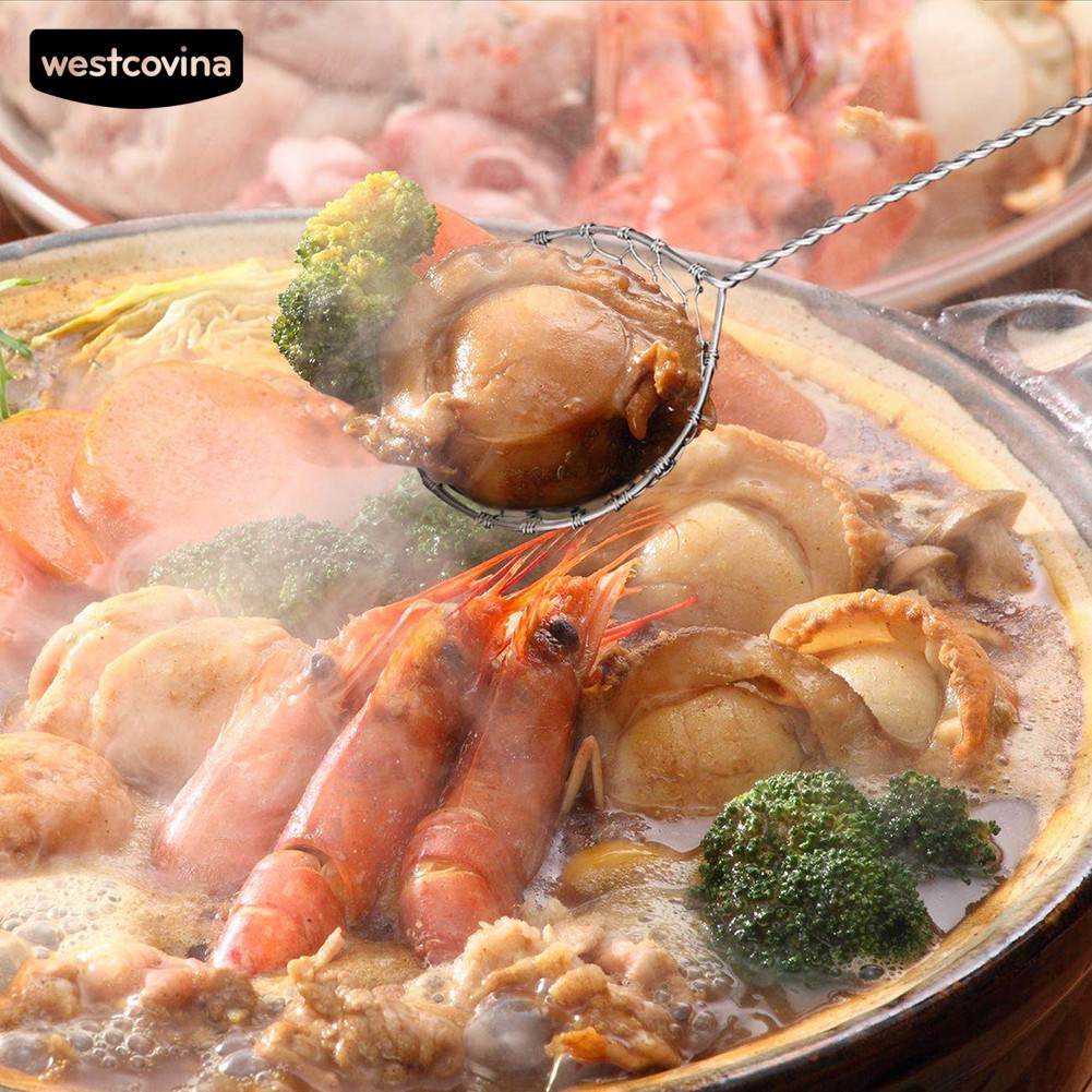 WEST✦ Stainless Steel Oil Filter Hot Pot Fondue Sieve Colander Spoon Cookware