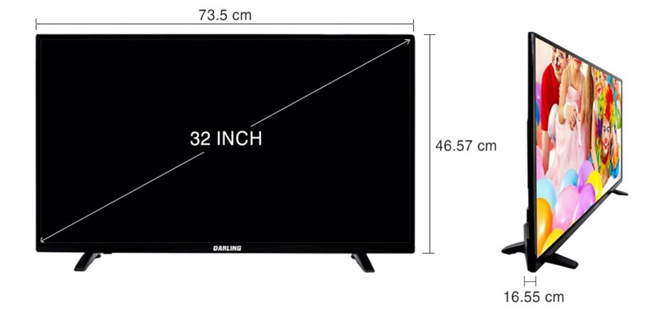 Tivi led 32inch Darling có tích hợp đầu thu KTS DVB-T2