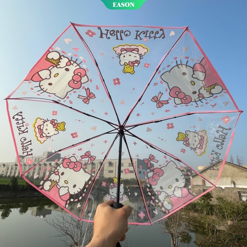 Dù Che Nắng / Mưa / Tia UV Gấp Ba Khúc Họa Tiết Hoạt Hình Sanrio Cinnamoroll Kuromi Hello Kitty Dễ Thương Cho Bé