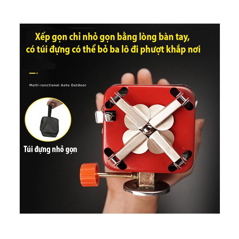 Bếp Gas Mini Du Lịch Dã Ngoại Cắm trại, Đi Phượt Có Thể Gấp Gọn Kèm Dây Nối Bình Gas - Bếp Gas Đi Phượt Cắm Trại