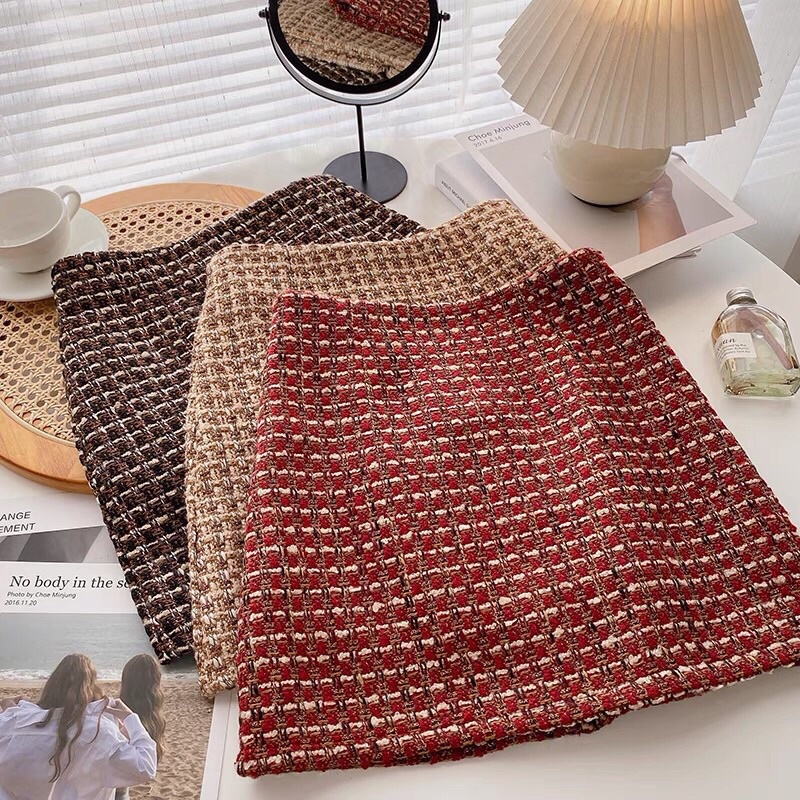 Chân váy dạ tweed kim tuyến ulzzang hàn quốc