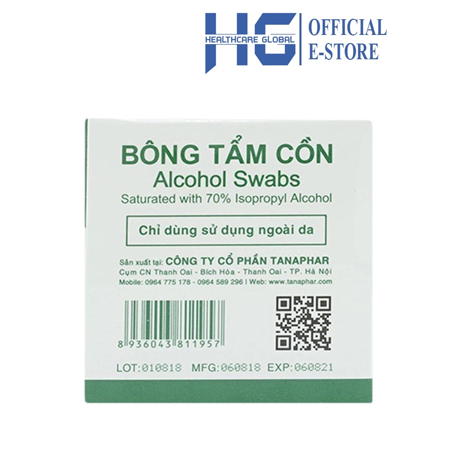 Hộp 100 Miếng Bông Tẩm Cồn  Dùng Cho Máy Đo Đường Huyết Microlife Diarite , Arkray Glucocard S - Sát Trùng Điểm Lấy Máu