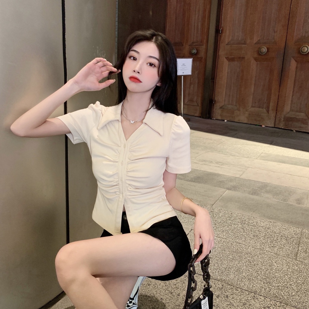 Áo polo Ngắn Tay Phong Cách Retro Mỹ Thời Trang Mùa Hè Dành Cho Nữ