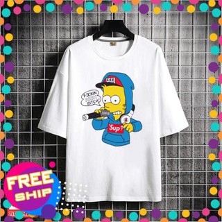 (GIÁ TỐT) Áo thun in hình Simpson tay lửng ( lỡ ) - Cotton Thái Form Rộng F2212