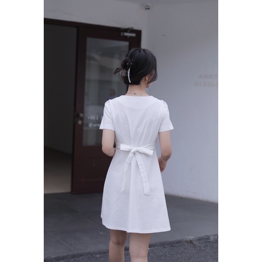 Váy đũi thô cột dây eo thanh lịch nhẹ nhàng nữ tính