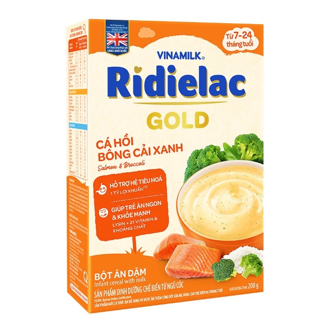 Bột ăn dặm RIDIELAC GOLD đủ loại hộp giấy 200g_Duchuymilk
