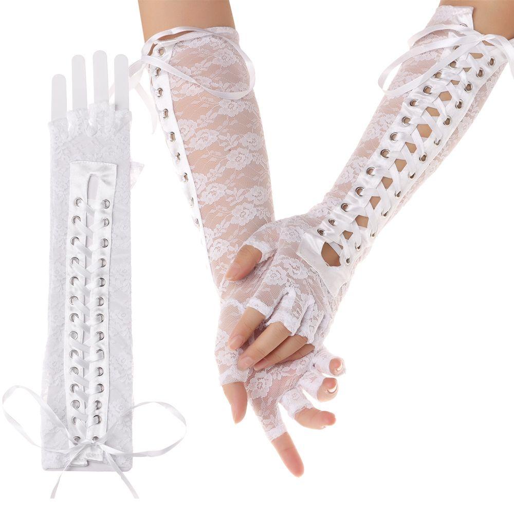 1 Đôi Găng Tay Ren Hở Ngón Thời Trang Cho Nữ