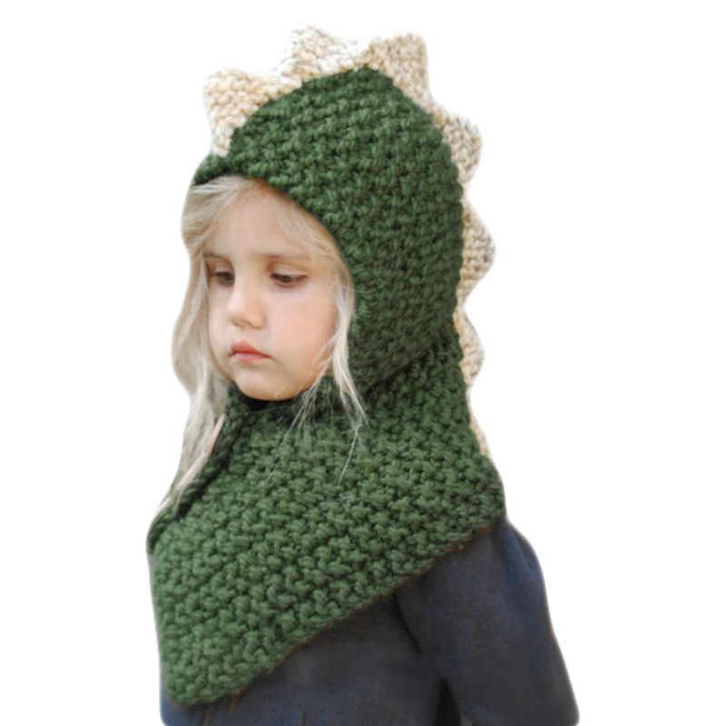 Mũ Dệt Kim Trùm Đầu Kiêm Khăn Choàng Cổ Đan Móc Hình Thú Hoạt Hình Thời Trang Mùa Đông Cho Bé