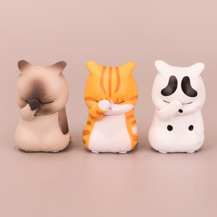 Mô hình chú mèo ôm đầu thất vọng ngộ nghĩnh size 5 cm