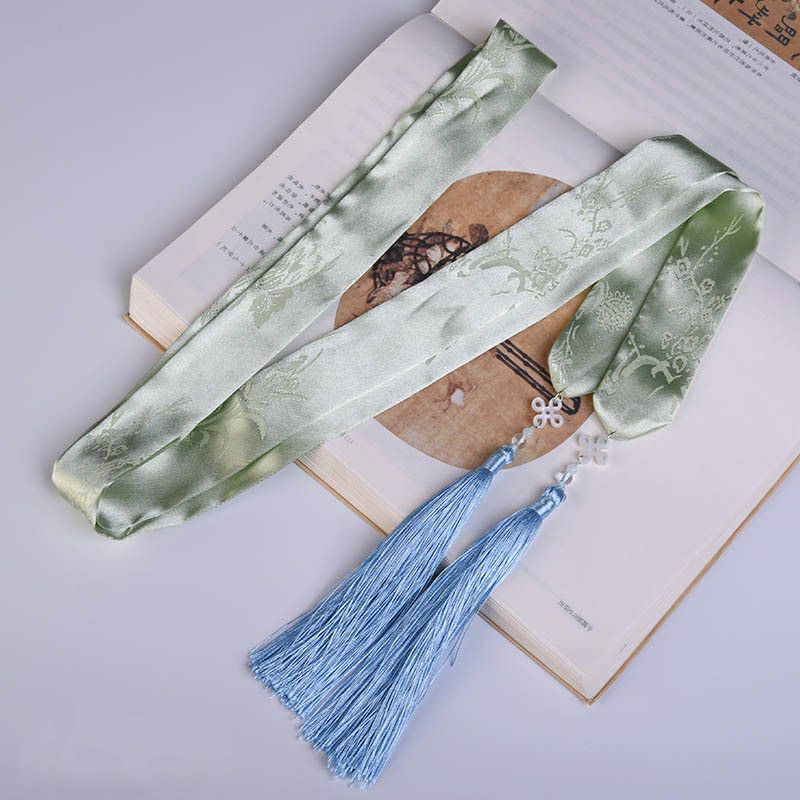 Dây buộc tóc cổ trang chất liệu tơ lụa in hoa kèm dây tô