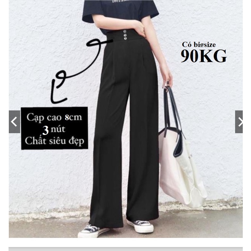 3 Cúc, Quần Ống Rộng Nữ Có Bigsize 90KG, Chất Vải Tuyết Mưa cao cấp, Sang xịn Mịn