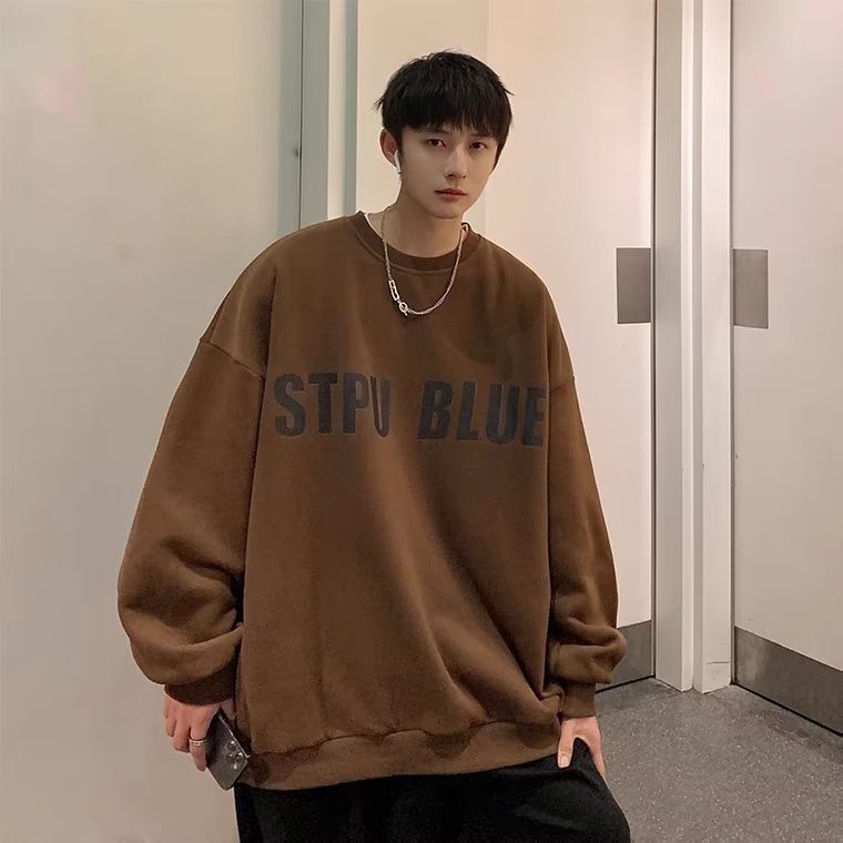 Áo Nỉ Dài Tay Cổ Tròn Form Rộng In Chữ Thời Trang Cho Nam Và Nữ Cỡ M-5XL