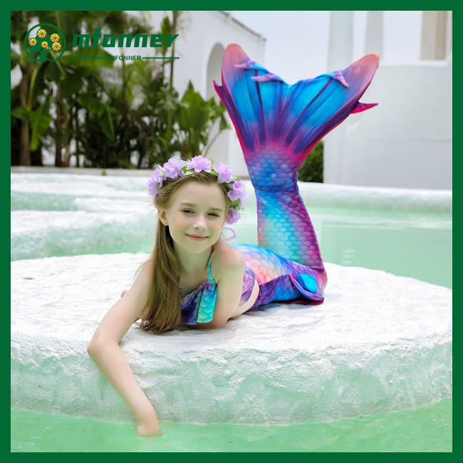 Set 3 Món Đồ Bơi Đuôi Cá Nhiều Màu Sắc Cho Bé Gái