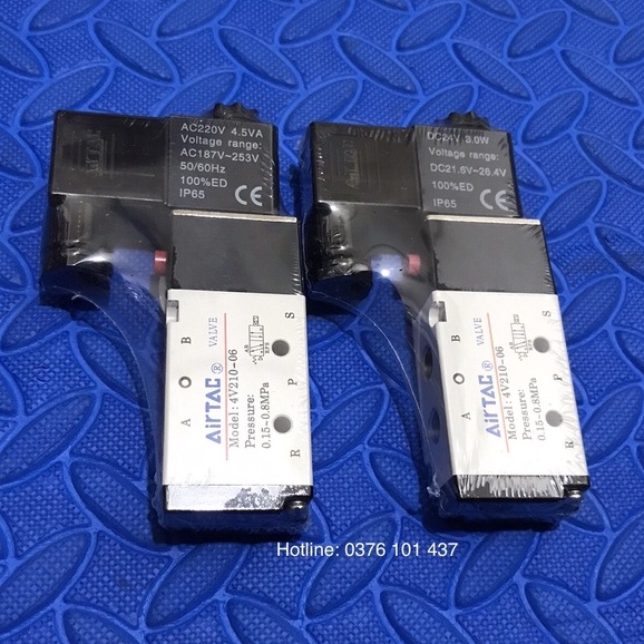 Van điện từ khí nén 4V210-06 AIRTAC hàng đẹp giá sỉ ( Van 5/2 ) 220VAC 24VDC Solenoid Valve