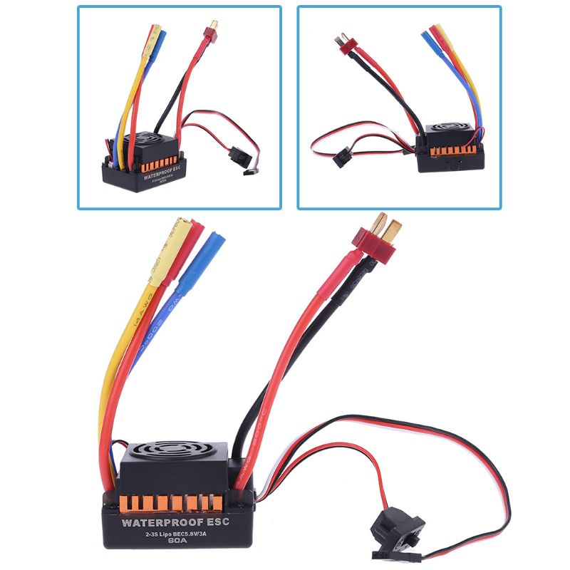 Bộ điều khiển tốc độ động cơ không chổi than ESC 1/10 60a chống thấm nước cho xe Rc