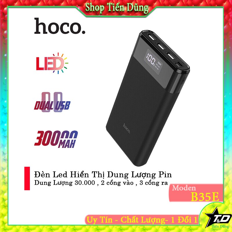 Pin sạc dự phòng 30000mAh hoco B35E  - Sạc dự phòng hoco B35E có đèn Led hiển thị phần trăm pin