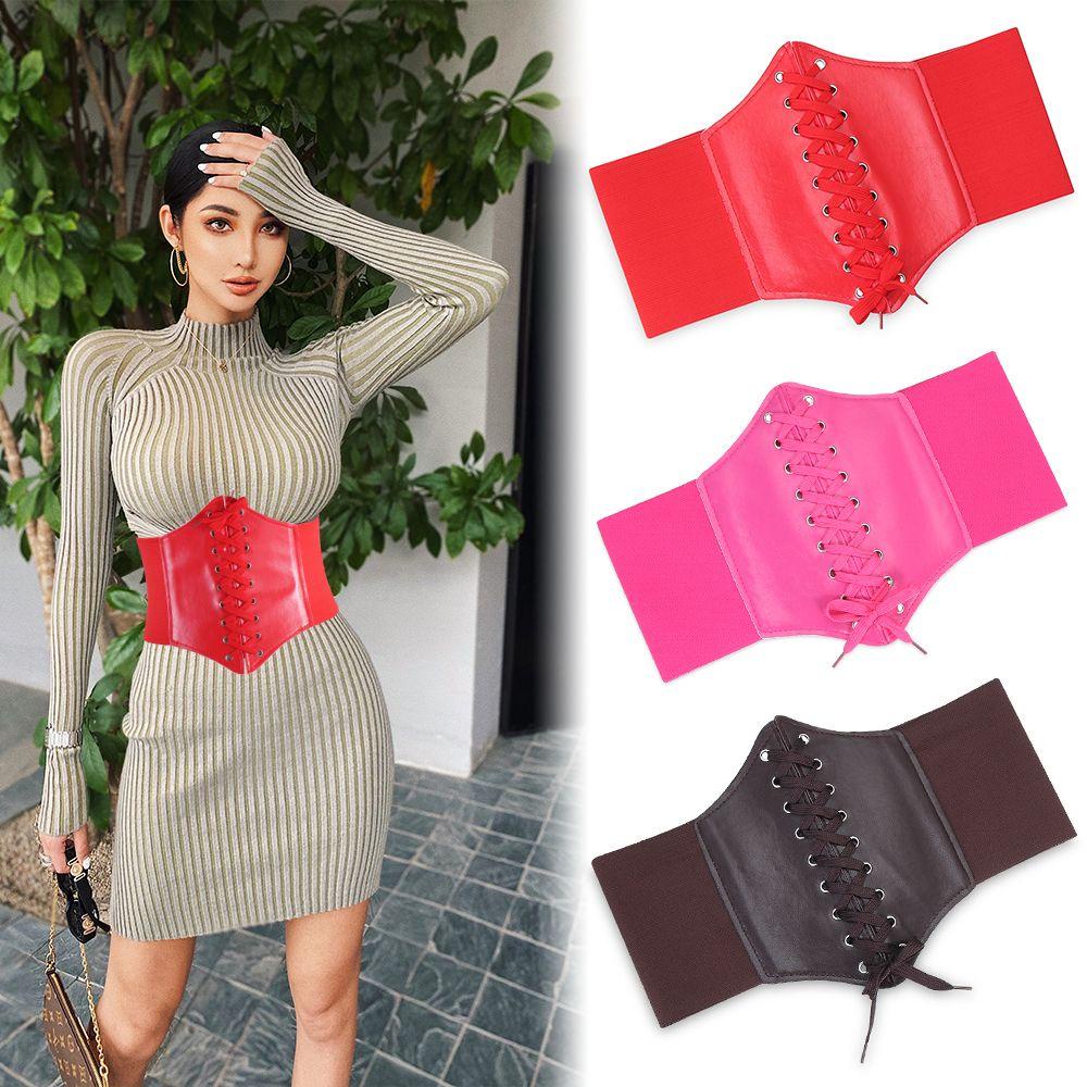 Thắt Lưng Da PU Bản Rộng Co Giãn Điều Chỉnh Được Phong Cách Cummerbunds