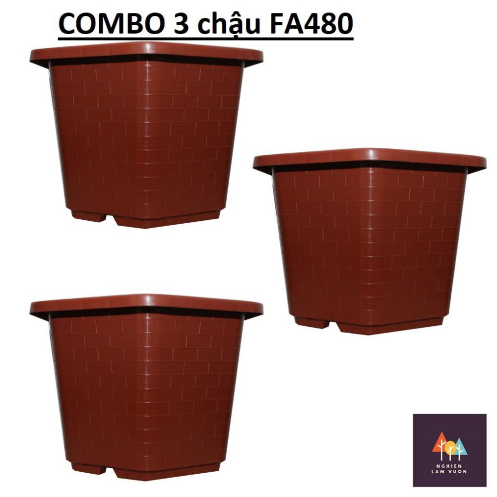 3 chậu lục giác cỡ lớn trồng cây mã CN05X3FA480 kích thước 40x25cm
