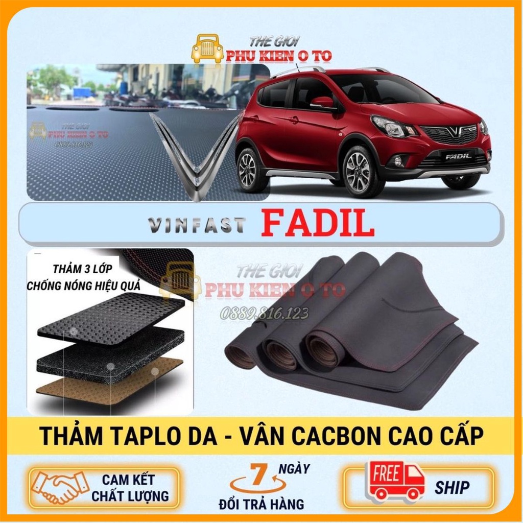 Thảm taplo Vinfast FADIL 2018 - 2021 da Cacbon cao cấp, chống nóng ô tô hiệu quả