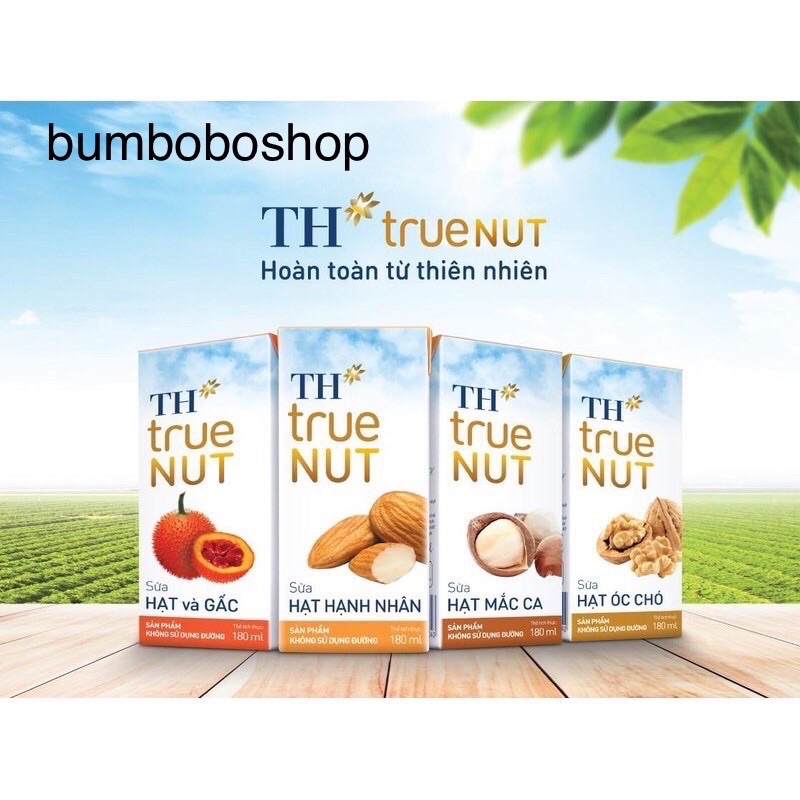 Lốc 4 hộp sữa hạt TH TRUE NUT mắc ca/nghệ/gấc/hạnh nhân/óc chó 180ml