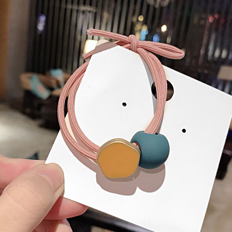 Dây Cột Tóc Cao Su Đính Hạt Tròn Cỡ Nhỏ Phong Cách Hàn Quốc Xinh Xắn Cho Nữ