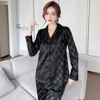 Bộ Pijama Chất Lụa Gấm Tay Dài - Quần Dài