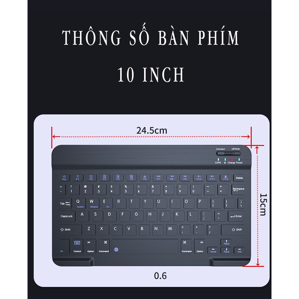 Bàn phím Bluetooth cho iPad, Iphone, Máy tính bảng (iOS, Android, Window) 10" - SP mới BH 1 năm | BigBuy360 - bigbuy360.vn
