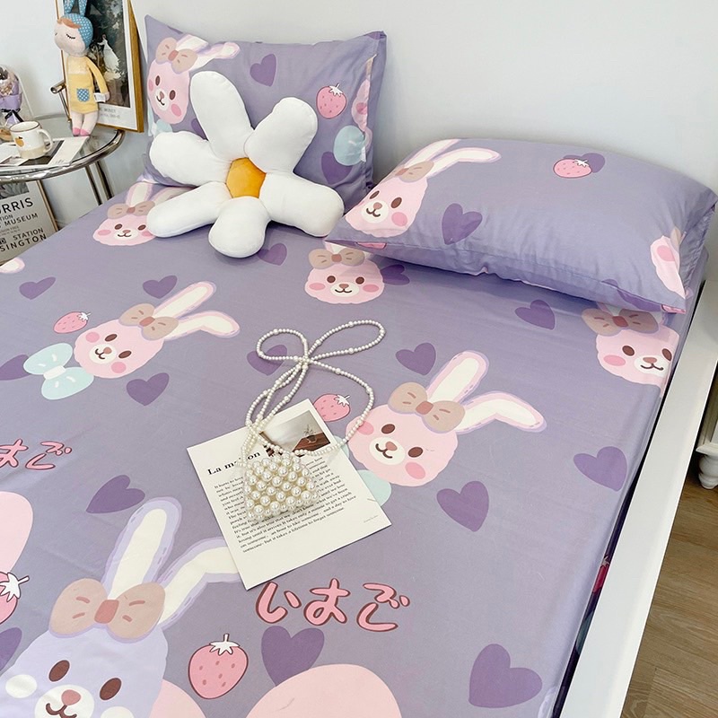 Bộ ga gối 3 món cotton poly Hàn Quốc đáng yêu miễn phí bo chun drap ga giường Mượt Decor nhập khẩu chính hãng