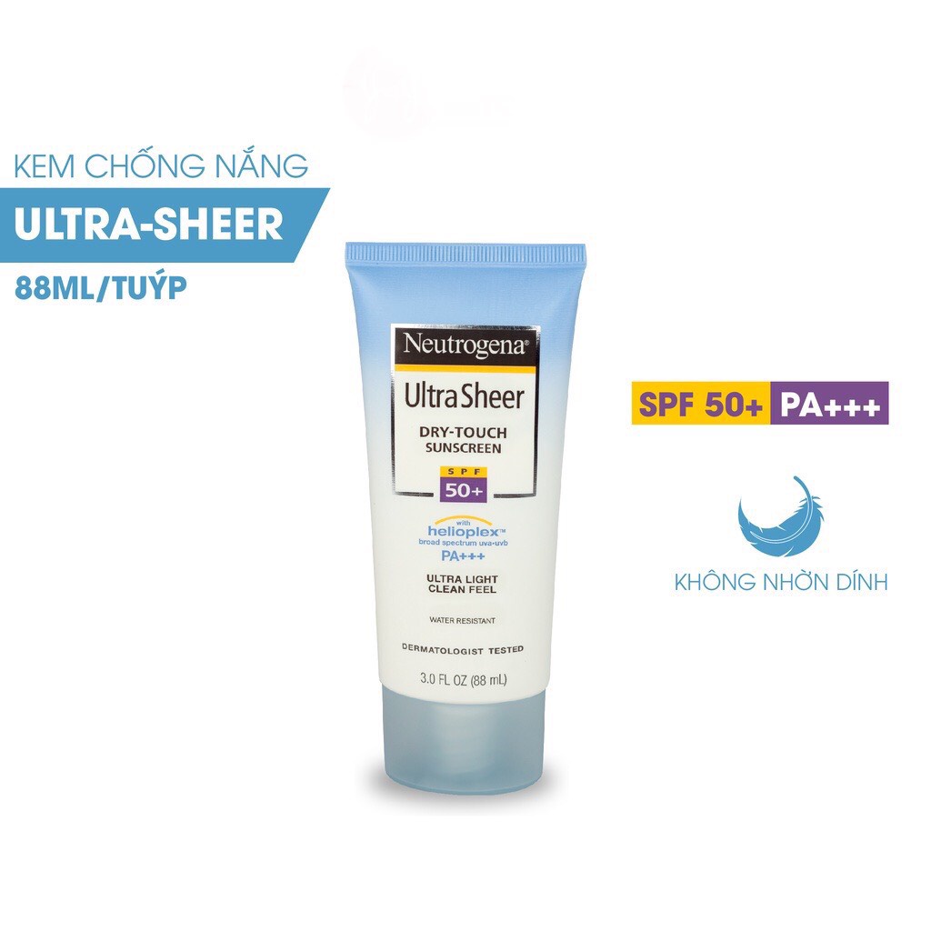 Neutrogena Kem Chống Nắng Neutrogena Khô Thoáng, Không Gây Nhờn Rít Ultra Sheer Dry Touch Sunscreen SPF 50+ PA+++ 88ml