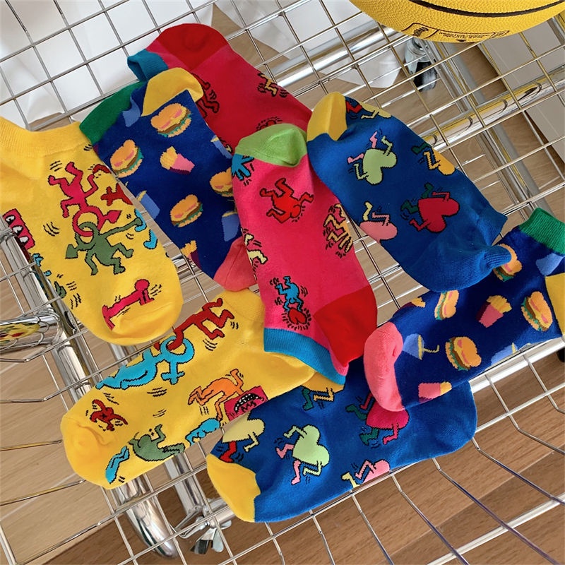 Bộ 4 Đôi Vớ cotton Thoáng Khí In Hoạt Hình Dễ Thương Cho Nữ