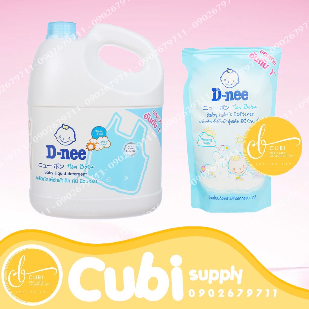 Bộ Đôi Nước Giặt và Nước Xả Vải Dnee Thái Lan 3000ML x 600ML