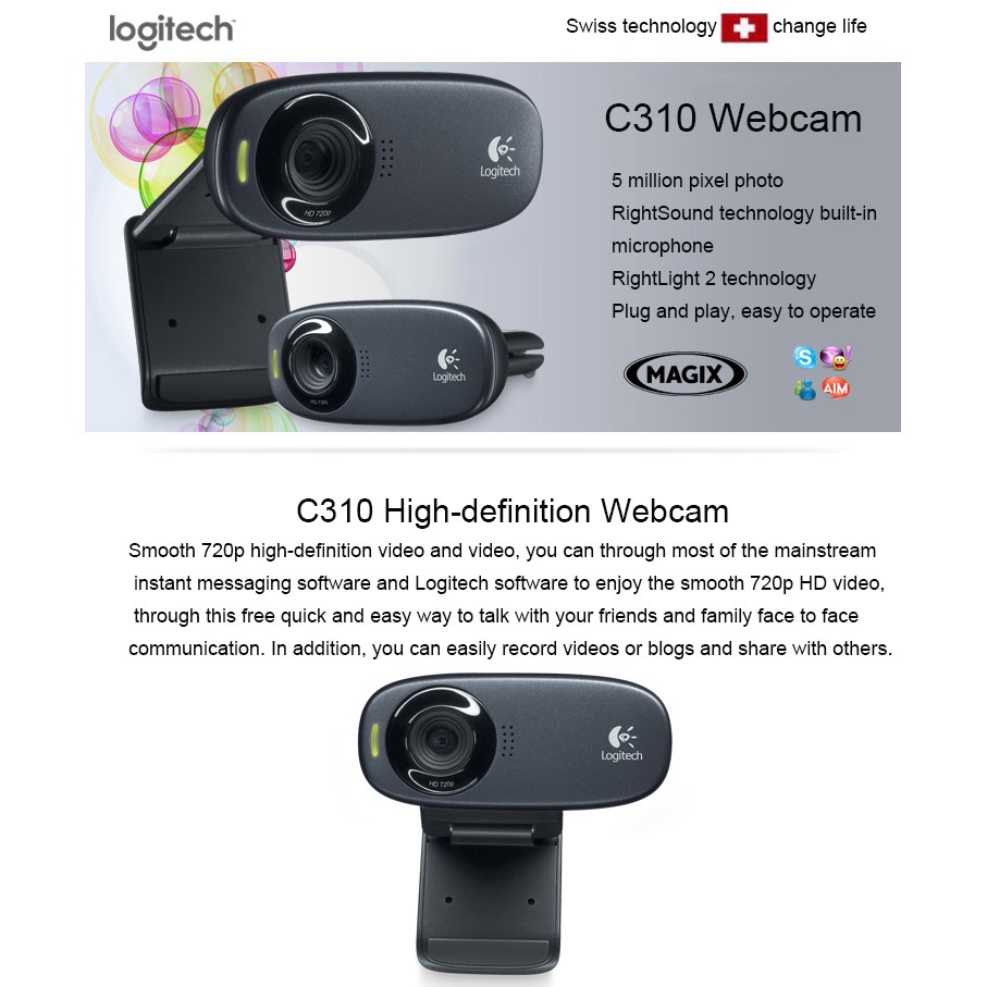 Webcam Logitech C310 / C270 / C270I Hd 720p Kèm Micro