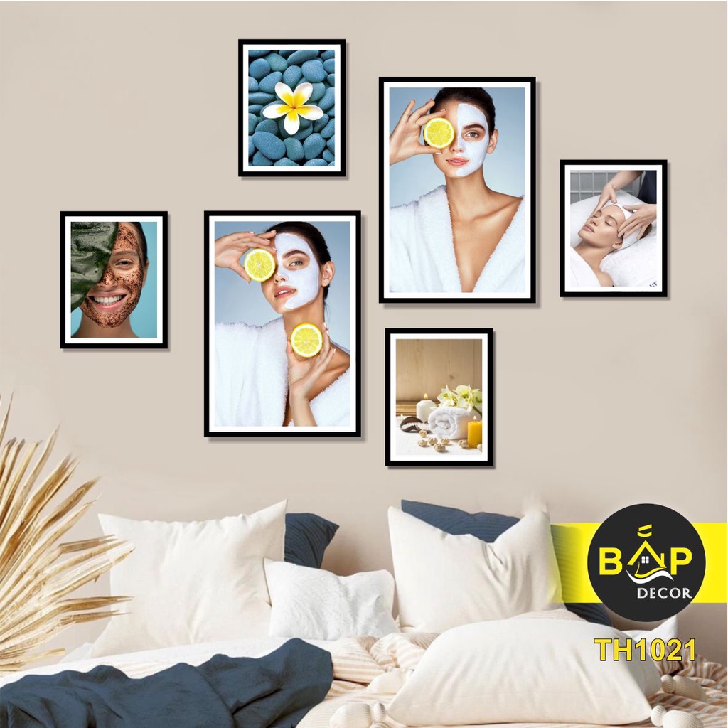 Tranh bộ 6 bức, trang trí spa, nails, salon, mẫu hot, nhiều kích cỡ, Bắp Decor