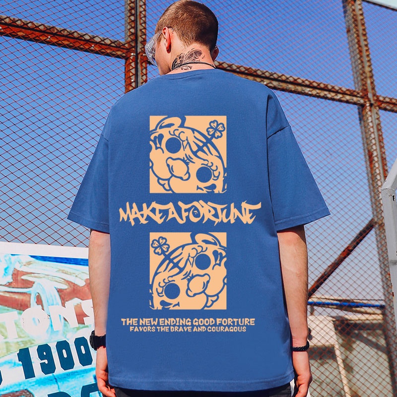 Áo Thun Tay Ngắn Dáng Rộng In Hình Dễ Thương Phong Cách Hip Hop Thời Trang Mùa Hè Cho Nam Size M-8XL