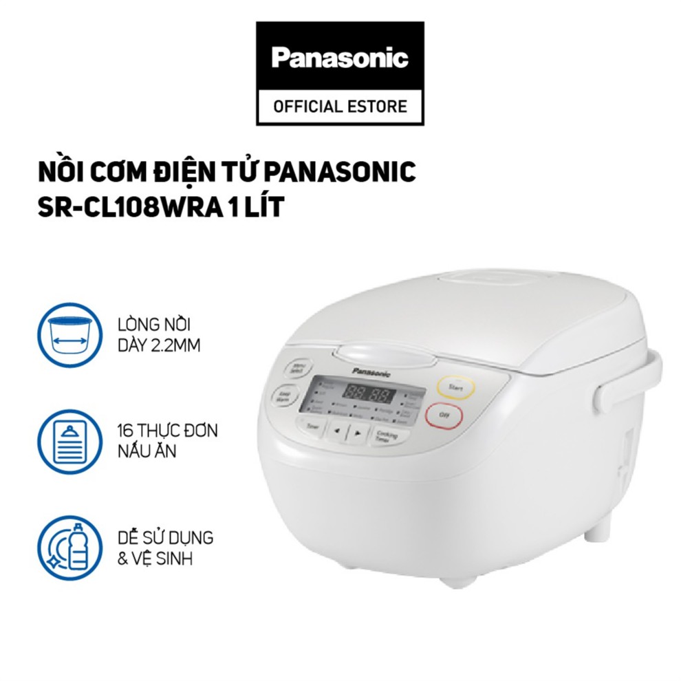 [Mã ELPANA09 giảm 5% đơn 500k] Nồi Cơm Điện Tử Panasonic SR-CL108WRA (1L) - Bảo Hành 12 Tháng - Hàng Chính Hãng