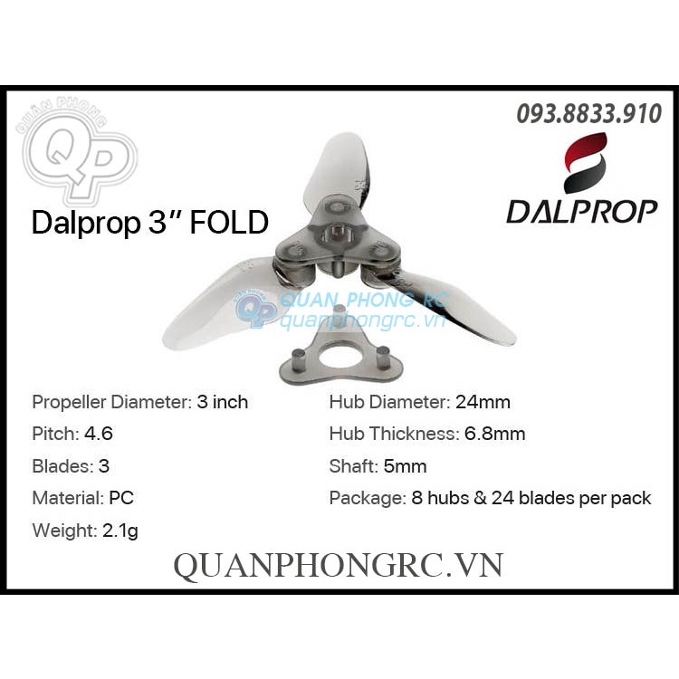 Cánh Xếp Dalprop Fold 3&quot; F3 Folding Propellers (2 Cặp)