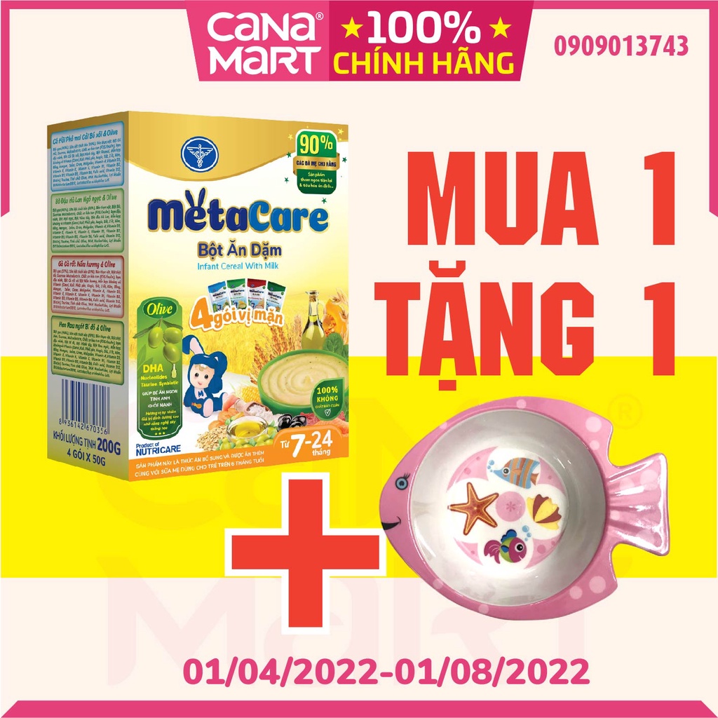 Bột ăn dặm Metacare 4 gói vị mặn cho bé từ 6-24 tháng tuổi (200g)