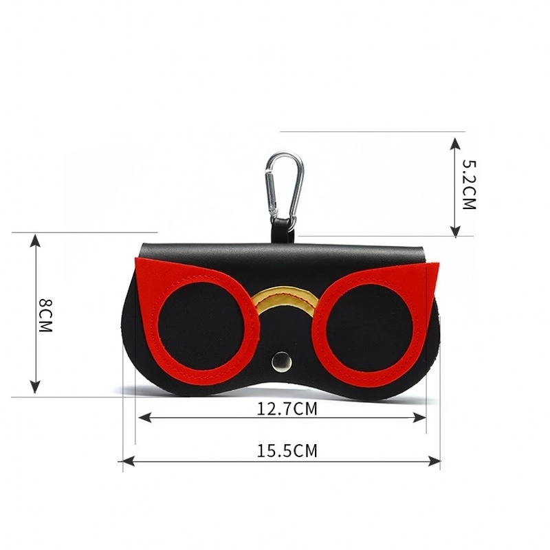 Hộp Đựng Mắt Kính Bằng Da PU In Hình Cú Mèo Có Móc Và Móc Bảo Vệ Mắt Cho Nữ
