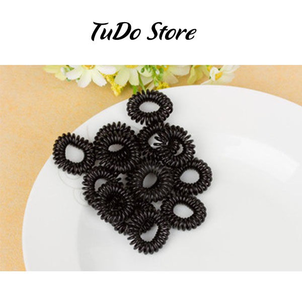 Dây buộc tóc lò xo màu đen P04