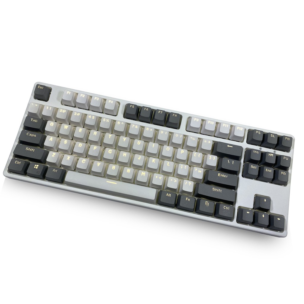 Keycaps màu trắng xám, 87 Phím PBT Bàn phím cơ Keycaps Bàn phím cơ Double Backlit Word Màu trong suốt Phím chơi game dành cho Bàn phím bố cục Hoa Kỳ cho Cherry MX
