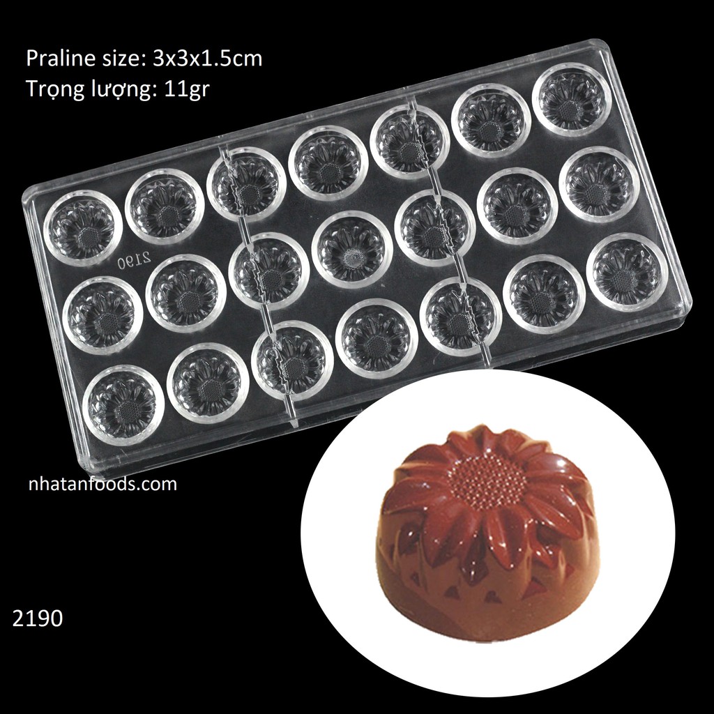 2190 - Khuôn socola bonbon hình hoa hướng dương